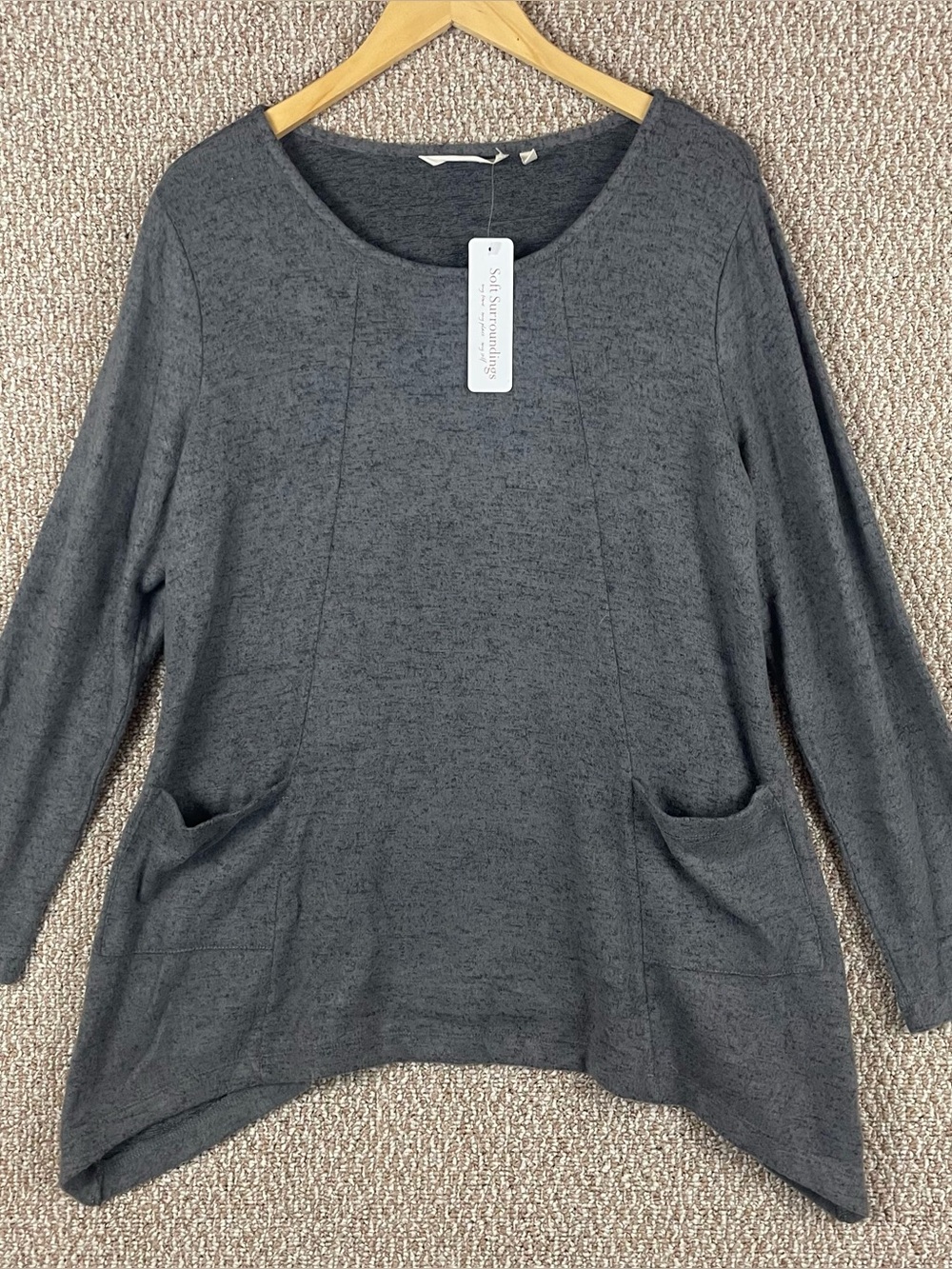 Soft Surroundings Softie Tunic Medium Minimalist Lagenlook Comfy Casual NWT F396